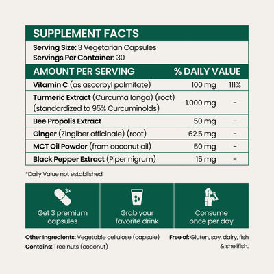Turmeric Curcumin Capsules (1,000mg) For Joint Pain Support